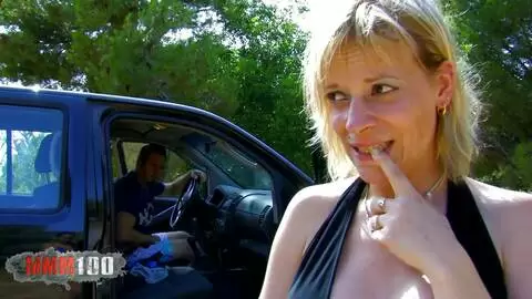 Pee stop in car with French blonde milf Alicia Flore photo 14