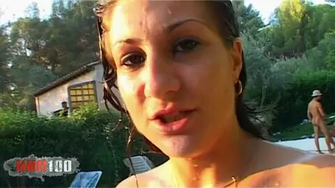 Angie Kiss and Alys Rebel share a big cock in a four -plan plan by the pool photo 16