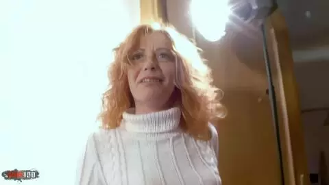 Horny milf redhead Ann Lorca doing a hot striptease in the stairs  photo 12