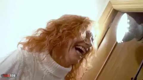 Horny milf redhead Ann Lorca doing a hot striptease in the stairs  photo 14