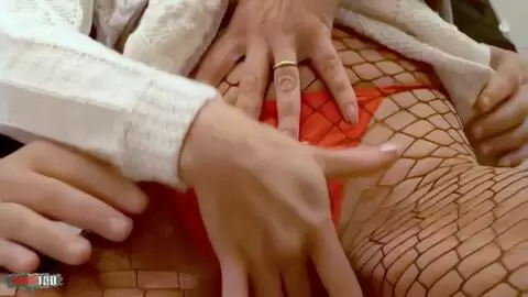 Nice MILF redhead Ann Lorca removing clothes in the stairs  photo 10