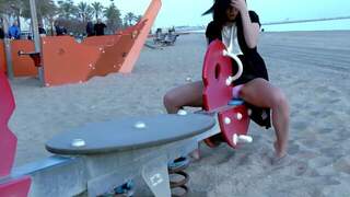 Little pee on the beach with t