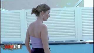 Rooftop revelry with slender b