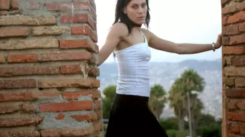 Horny teen brunette Barbara Nux stripping  photo 1