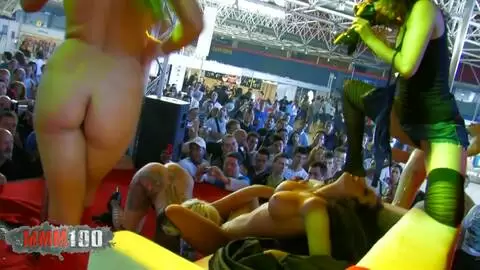 Lesbian orgy on stage at Barcelona erotic festival photo 11