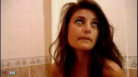 Great little brunette with big tits Carla doing a hot striptease on the bed  photo 06