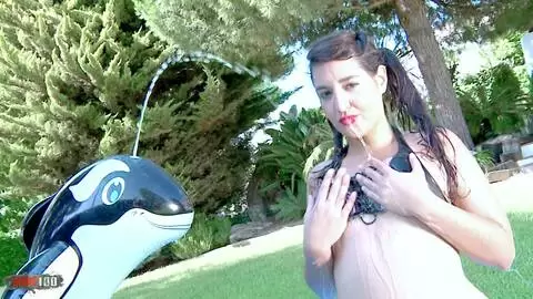 The young Spanish Carmina Ordena plays in her pool and gets ass fucked by Kevin photo 02