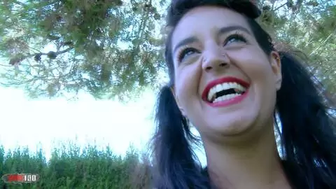 Young Spanish babe Carmina Ordena peeing in the garden