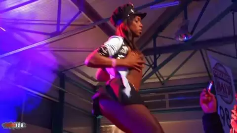 Slut black babe dancing and stripping in public photo 06