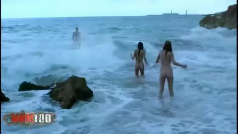 Clara and Barbara-nux Blonde and Brunette Babes in a Wild Beach Threesome with Terry Kemaco photo 16