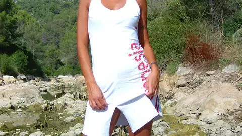 Pornostar teen blonde Crystal Wells stripping by the river  photo 1