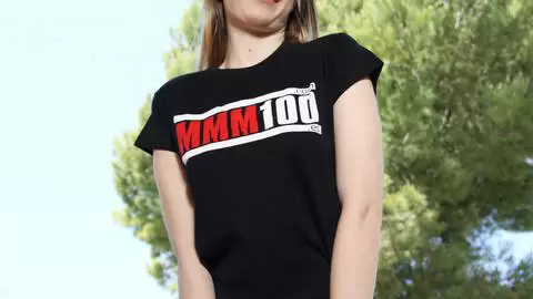 Denise Ahlm poses for pictures with the MMM100 tshirt photo 13