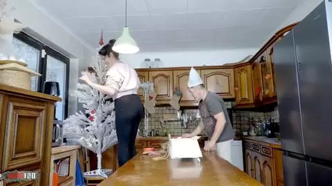 Emmita's Big Tits Bounce in Xmas Kitchen Fuck with Terry's Hard Anal Finish photo 01