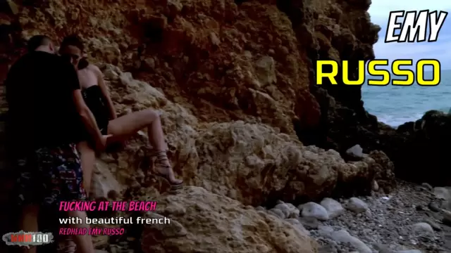 Fucking at the beach with beautiful french redhead Emy Russo