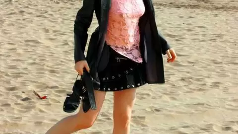 Hot teen brunette Emy stripping on the beach  photo 10