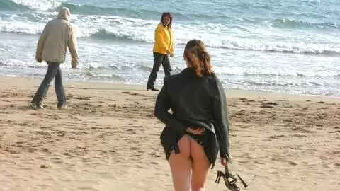 Hot teen brunette Emy stripping on the beach  photo 11