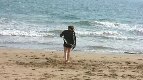 Hot teen brunette Emy stripping on the beach  photo 13