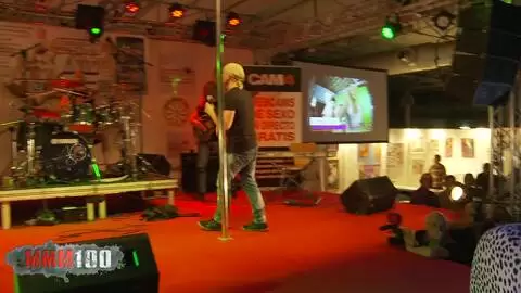 The camera is on stage with the PornoBand at the Alicante erotic festival in 2016 photo 01