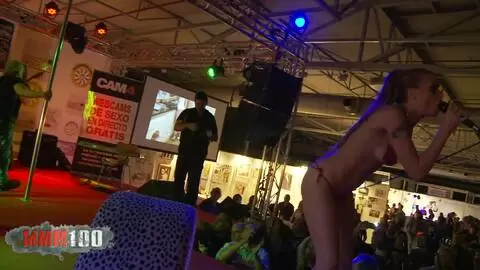 The camera is on stage with the PornoBand at the Alicante erotic festival in 2016 photo 02