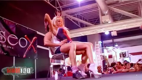 Paola on stage at the Erotico de Barcelona Film Festival in 2006