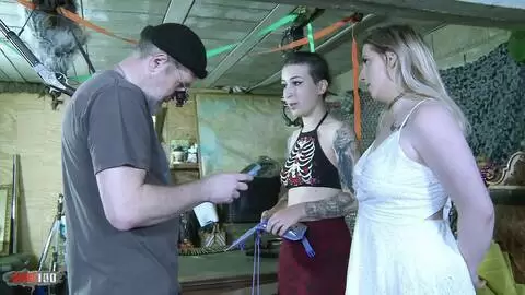 Game Boy Threesome: Blonde, Brunette, Deepthroat Cumshot photo 01