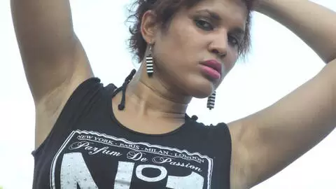 Nice black Jana Montada removing clothes on the beach  photo 2