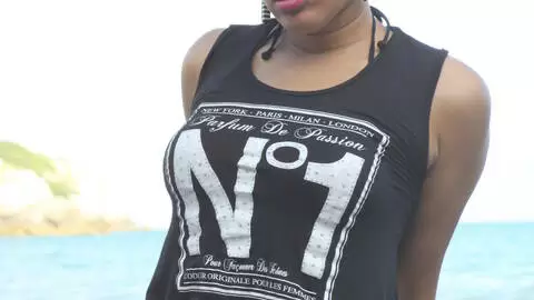 Nice black Jana Montada removing clothes on the beach  photo 3