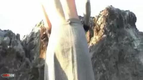 Blonde playing at the beach photo 07