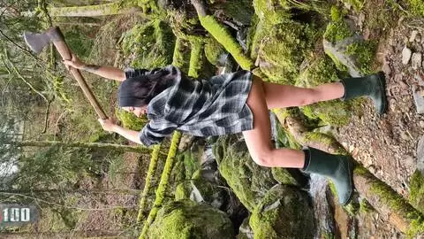 Spanish porn actress Jordan Perry photo shooting with an axe photo 1