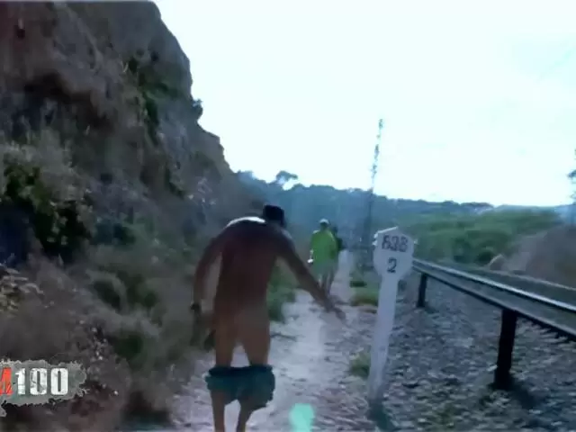 Jorge Fernandez shows his butt on the train tracks photo 1