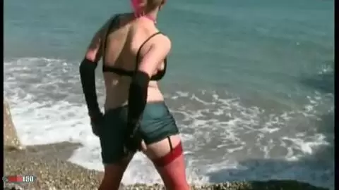 Lovely Karen stripping on the beach  photo 03