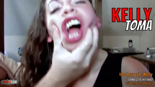 the beurette Kelly Toma gets hit hard with slaps and dicks