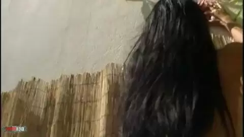 Kristina posing outside on the terasse photo 05