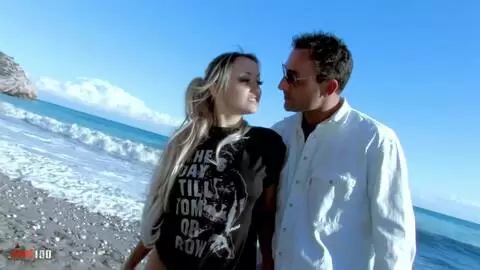 Jorge Fernandez fucking with the spectacular French beurette Krystal Wallas at the beach photo 01