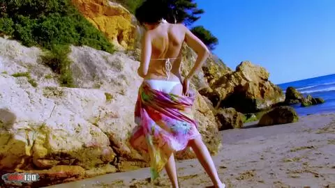 Pretty Kthylee stripping by the sea  photo 02