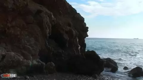 Nice petite Lady Margaux doing a hot striptease by the sea  photo 12