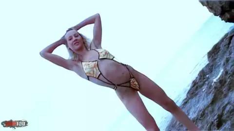 Lady Margaux stripping and dancing at the beach photo 03