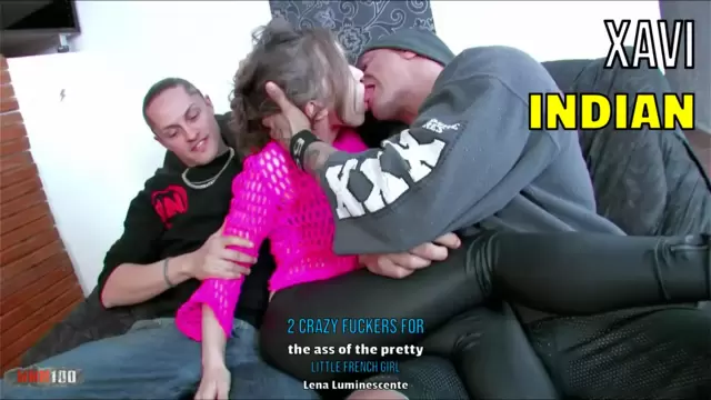 2 crazy fuckers for the ass of the pretty little French girl Lena Luminescente