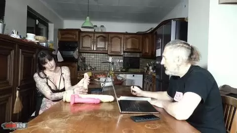 Tattooed French MILF Lexy Karma sucks and fucks Terry in the kitchen photo 1