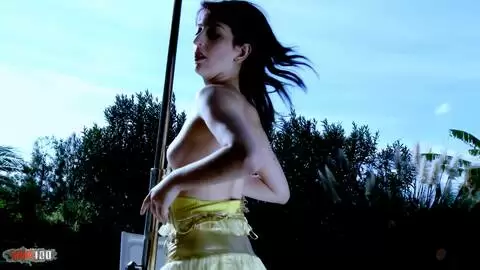 Great little brunette Lilou Sou getting naked next to the pool  photo 04