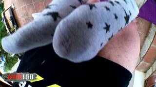 Naughty hot brunette doing foo