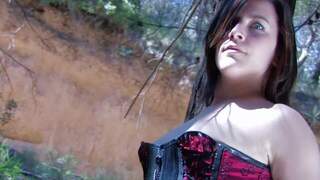 Sexy brunette striping in the 