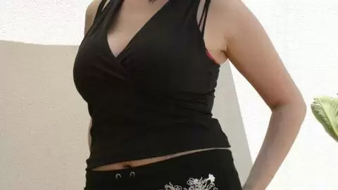 Hot with big boobs Lou Ann doing a strip on the terrace  photo 3