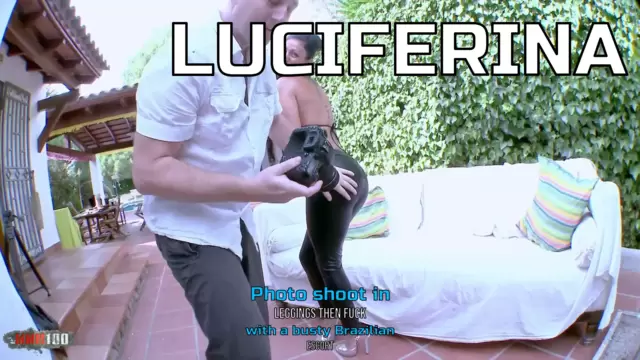 Photo shoot in leggings then fuck with a busty Brazilian escort