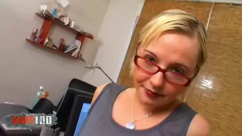 Anal on the desk with petite French blonde with small tits Maeva Blue photo 01