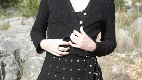 Hot petite redhead Mahylis removing clothes in the woods  photo 8