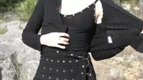 Hot petite redhead Mahylis removing clothes in the woods  photo 9