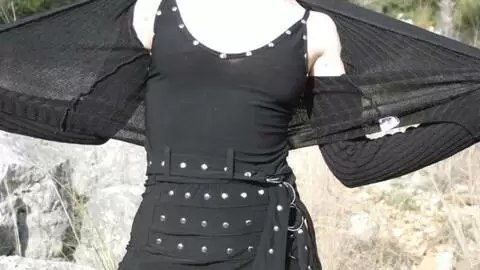 Hot petite redhead Mahylis removing clothes in the woods  photo 12