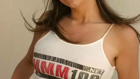 Nice petite brunette with big boobs Marie Lynne stripping  photo 8