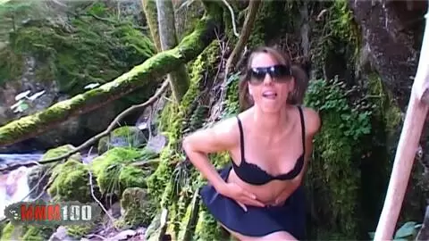 French amateur Missguapa is outdoor playing with a dildo in her ass 